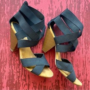 Centro Black Heels Elastic Bands